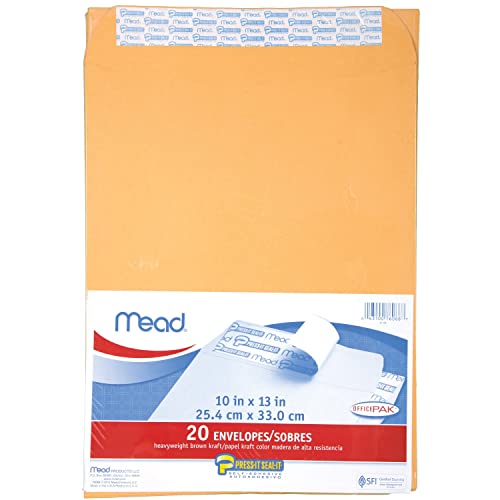 Mead Press-It Seal-It Envelopes, 10 x 13 Inches, Office Pack 20 Count (76088)