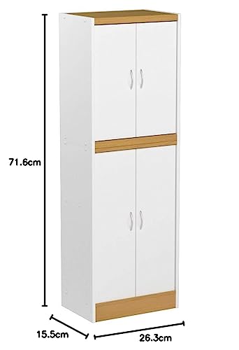 Hodedah 4 Door Kitchen Pantry with Four Shelves, White