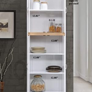 Hodedah 4 Door Kitchen Pantry with Four Shelves, White