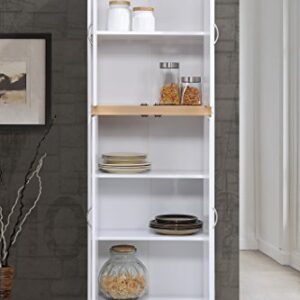 Hodedah 4 Door Kitchen Pantry with Four Shelves, White