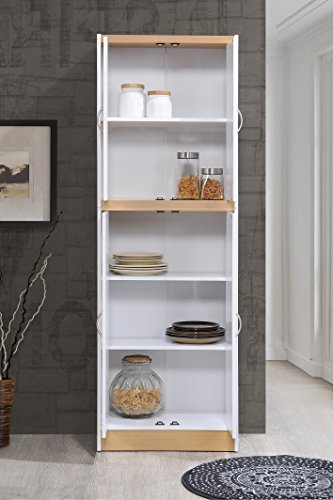 Hodedah 4 Door Kitchen Pantry with Four Shelves, White