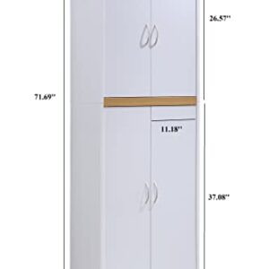 Hodedah 4 Door Kitchen Pantry with Four Shelves, White