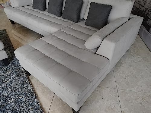 Stendmar 3pc 120" Contemporary Grey Microfiber Sofa Couch Sectional Sofa Chaise Ottoman S168RG