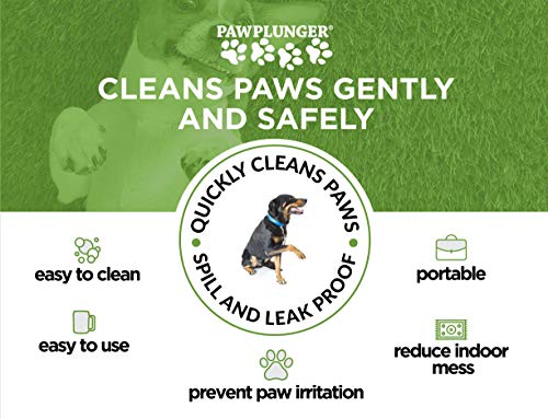 Paw Plunger - The Muddy Paw Cleaner for Dogs - Saves Carpet, Furniture, Bedding, Cars from Dirty Paw Prints - Use This Dog Paw Washer After Walks - Soft Bristles and Handle - Large, Black