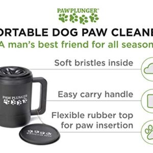 Paw Plunger - The Muddy Paw Cleaner for Dogs - Saves Carpet, Furniture, Bedding, Cars from Dirty Paw Prints - Use This Dog Paw Washer After Walks - Soft Bristles and Handle - Large, Black