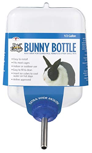 LITTLE GIANT Bunny Bottle Water Dispenser - Pet Lodge - Large Capacity Plastic Water Bottle for Rabbits, Hamsters, Guinea Pigs, Other Small Animals (64 oz.) (Item No. BB64)