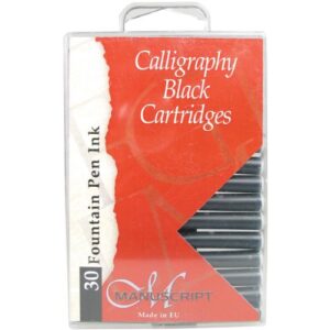 manuscript pen mc0401cb fountain pen ink calligraphy cartridges, black, 30-pack