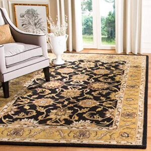 safavieh classic collection 6' x 9' black / gold cl252a handmade traditional oriental premium wool area rug