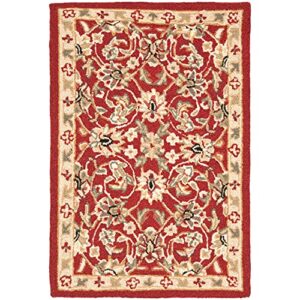 safavieh chelsea collection accent rug - 2'6" x 4', burgundy & ivory, hand-hooked french country wool, ideal for high traffic areas in entryway, living room, bedroom (hk78b)