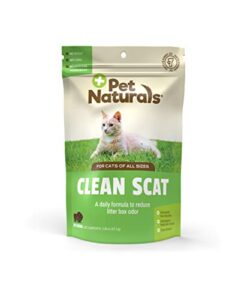 pet naturals clean scat digestive support supplement for cats, 45 bite sized chews - litter box odor control and intestinal support