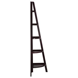 Casual Home 5-Shelf Corner Ladder Bookcase, Espresso