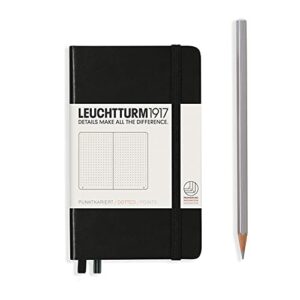 leuchtturm1917 - notebook hardcover pocket a6-187 numbered pages for writing and journaling (black, dotted)