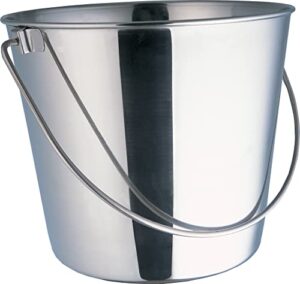 indipets heavy duty stainless steel pail - 2 quart - durable dog food and water storage