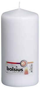 bolsius white pillar candle large - 4 x 8 inches - 120 hours burn time - premium european quality - smooth and smokeless flame - relight unscented wedding, dinner, party, and special occasion candle