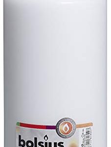 BOLSIUS White Pillar Candle Large - 4 x 8 Inches - 120 Hours Burn Time - Premium European Quality - Smooth and Smokeless Flame - Relight Unscented Wedding, Dinner, Party, and Special Occasion Candle