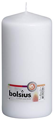 BOLSIUS White Pillar Candle Large - 4 x 8 Inches - 120 Hours Burn Time - Premium European Quality - Smooth and Smokeless Flame - Relight Unscented Wedding, Dinner, Party, and Special Occasion Candle