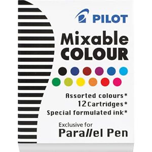 pilot parallel mixable color ink refills for calligraphy pens, 12 colors, 12-pack (77312)