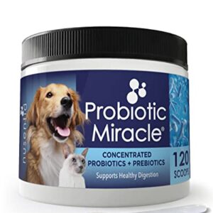 Probiotics for Cats & Dogs - (120 Scoops) Probiotic Miracle - Advanced Formula to Stop Diarrhea, Loose Stool, and Yeast.