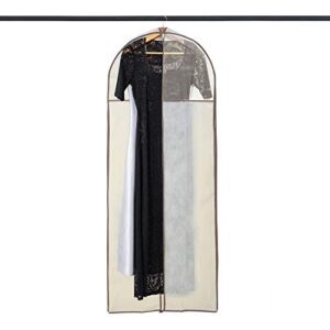 smart design gusseted garment bag hanger - (24 x 62 inch) - clothing storage cover - includes zipper closure & travel loop - suits, dresses travel closet organization - [beige]