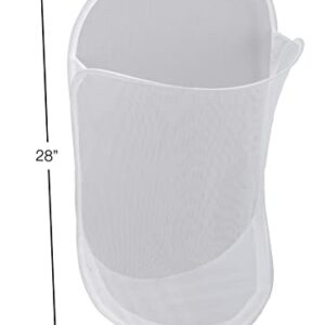 Smart Design Deluxe Mesh Over The Door Pop Up Hamper w/ Hook & Adjustable Strap - VentilAir Mesh Material - for Laundry & Clothes - Home - (Holds 3 Loads) (17 x 28 Inch) [White]