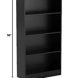 South Shore Axess 4-Shelf Bookcase-Pure Black