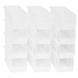 Akro-Mils 30224 AkroBins Plastic Hanging Stackable Storage Organizer Bin, 11-Inch x 4-Inch x 4-Inch, Clear, 12-Pack