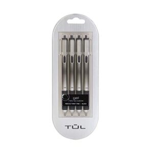 tul retractable gel pens 0.7mm needle point medium, black 4/pk