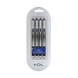 tul retractable gel pens 0.7mm needle point, blue 4/pk