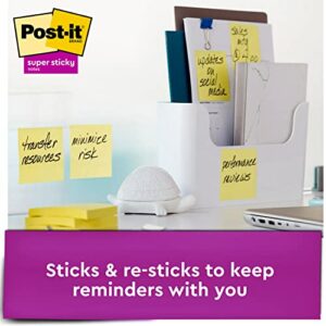Post-it Super Sticky Notes, 3x3 in, 10 Pads, 2x the Sticking Power, Canary Yellow, Recyclable (654-10SSCY)