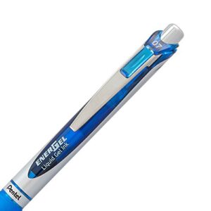 Pentel EnerGel Deluxe RTX Retractable Liquid Gel Pen, 0.7mm, Metal Tip, Blue Ink, 2 Pack (BL77BP2C)