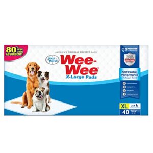 four paws wee-wee superior performance x-large dog pee pads - dog & puppy pads for potty training - dog housebreaking & puppy supplies - 28" x 34" (40 count),white