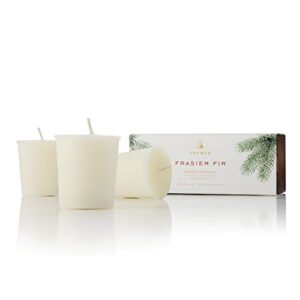 thymes votive candle - small scented candles for home fragrance - frasier fir - 2 oz (3 pack)
