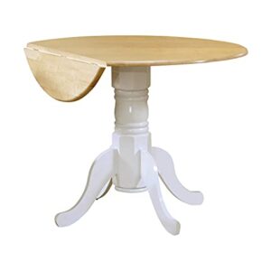 Coaster Home Furnishings Damen Round Pedestal Drop Leaf Table Natural Brown and White 4241