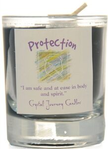 crystal journey herbal magic glass filled votive soy candle - protection