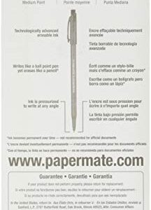 Paper Mate EraserMate Pen Stick, Stick Ball Point Pen Black Barrel Medium-1.0mm, 3-Carded, Black Ink (SAN-3160458PP)