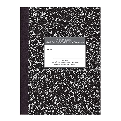 Roaring Spring 80 Sheets Plain Unruled Hard Cover Marble Composition Notebook, 10.25" x 7.875" 80 Sheets