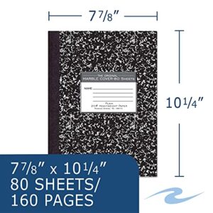 Roaring Spring 80 Sheets Plain Unruled Hard Cover Marble Composition Notebook, 10.25" x 7.875" 80 Sheets