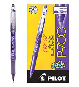 pilot precise p-700 gel ink rolling ball stick pens, marbled barrel, fine point, purple ink, 12-pack (38621)