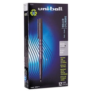 uni-ball 60040 onyx roller ball stick dye-based pen black ink micro dozen