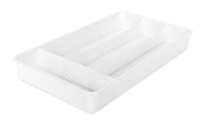 camco 43508 cutlery tray - designed for rv and compact kitchen drawers - easily organize and store kitchen flatware - white