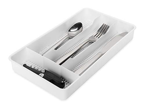 Camco 43508 Cutlery Tray - Designed for RV and Compact Kitchen Drawers - Easily Organize and Store Kitchen Flatware - White