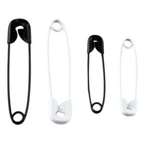 SINGER 00296 Black and White Safety Pins, Assorted Sizes, 25-Count