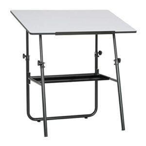 sd studio designs ultima, foldable crafting desk top angle and height adjustable drafting table, 42" w x 30" d, black/white