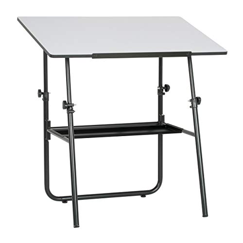 SD Studio Designs Ultima, Foldable Crafting Desk Top Angle and Height Adjustable Drafting Table, 42" W X 30" D, Black/White