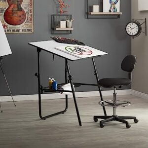 SD Studio Designs Ultima, Foldable Crafting Desk Top Angle and Height Adjustable Drafting Table, 42" W X 30" D, Black/White