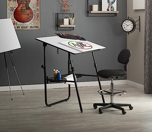 SD Studio Designs Ultima, Foldable Crafting Desk Top Angle and Height Adjustable Drafting Table, 42" W X 30" D, Black/White