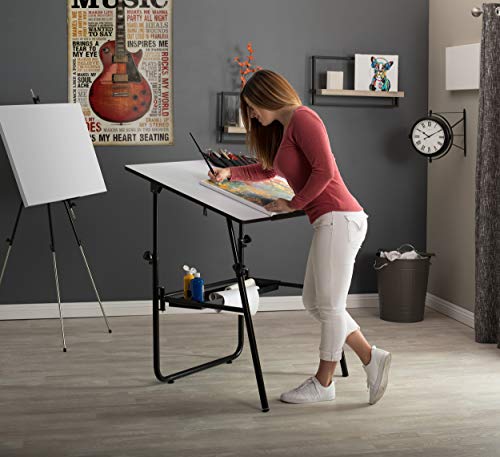 SD Studio Designs Ultima, Foldable Crafting Desk Top Angle and Height Adjustable Drafting Table, 42" W X 30" D, Black/White