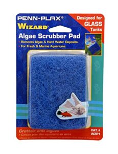 penn plax wzp1 wizard algae scrubber pad – for glass tanks – 3” x 4”