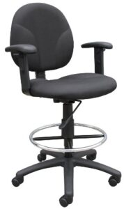 boss office products b1691-bk stand up fabric drafting stool with adjustable arms in black