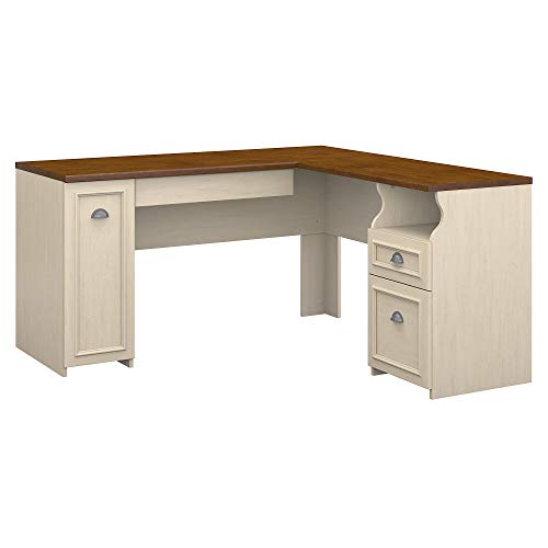 Bush Furniture Fairview L Shaped Desk in Antique White